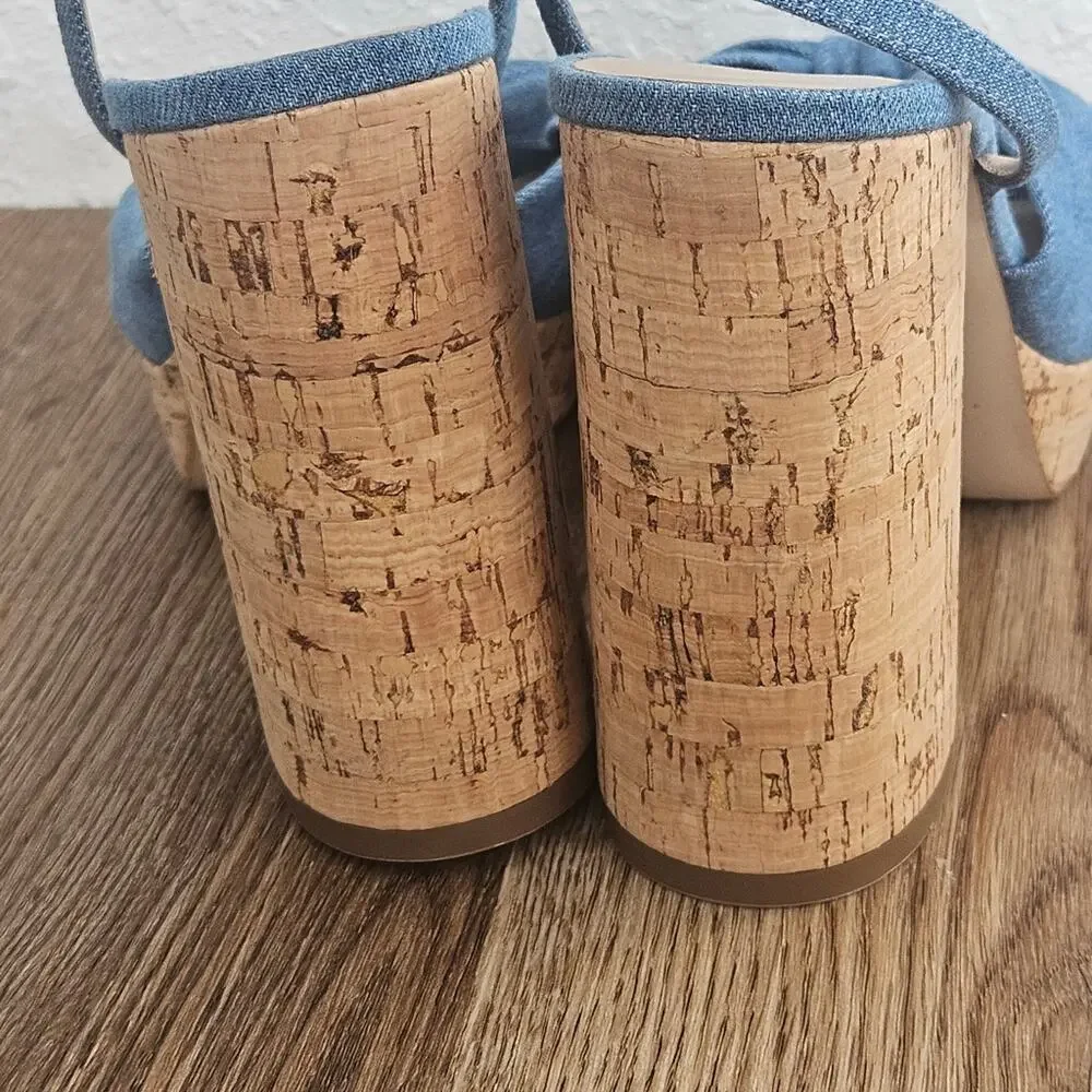 LK Bennett Amanda Espadrille‎ Platform Sandal Size 39 / 9 Blue Denim